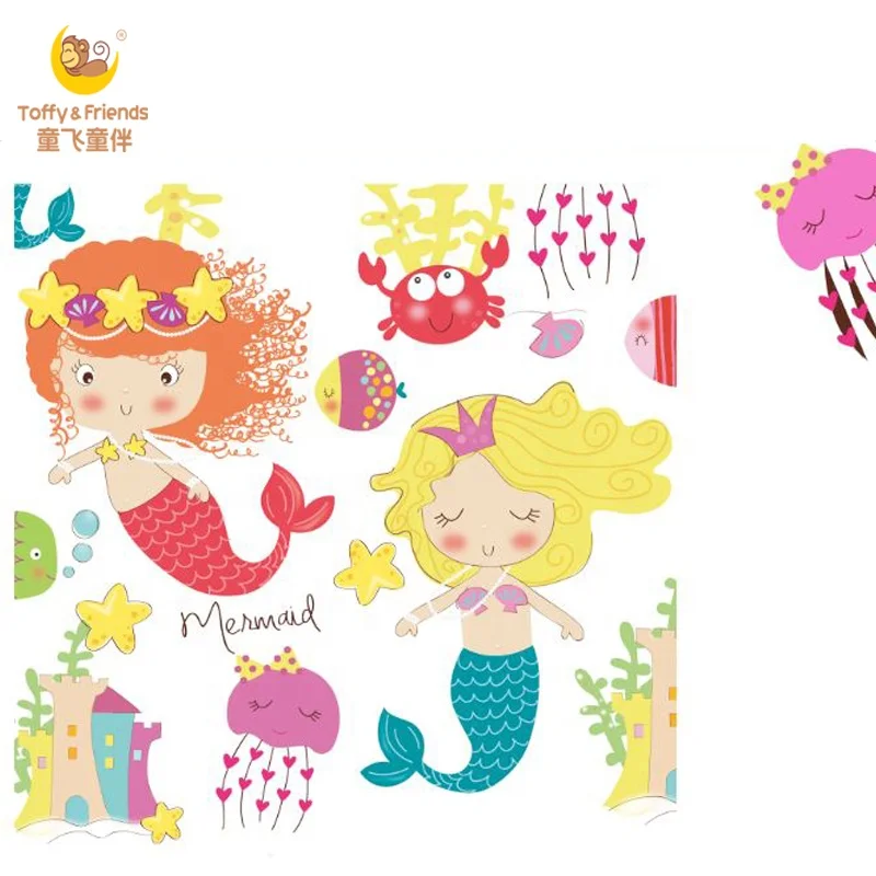 Toffy & Friends Mermaid design kids wood  table two chairs set