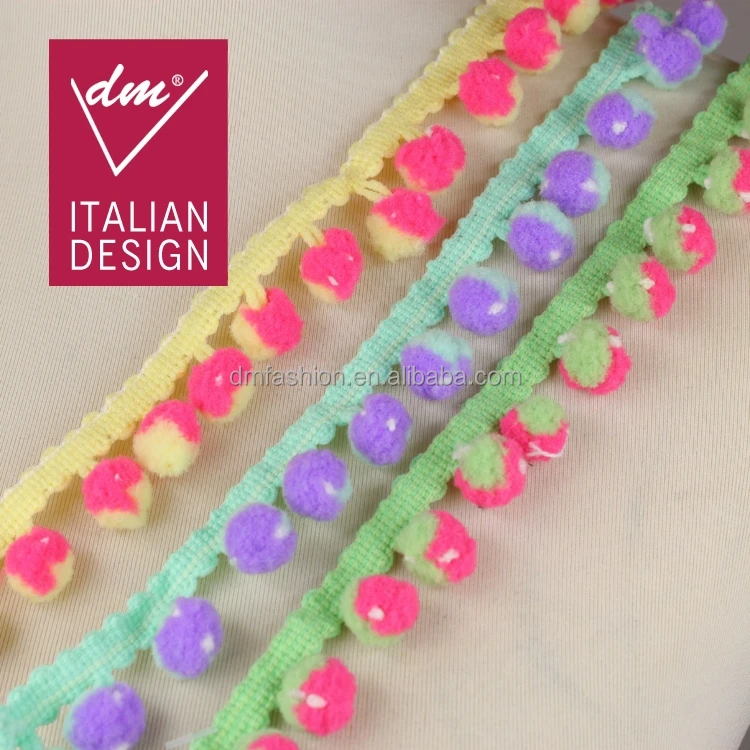 Wholesale Italy design pom pom fringe/pom pom lace/indian pom pom trim