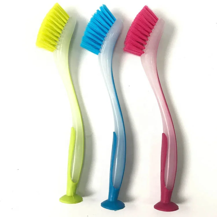 Plastic Scrubber Kitchen Washing Pan Pot Dish Cleaning Brush With Suction