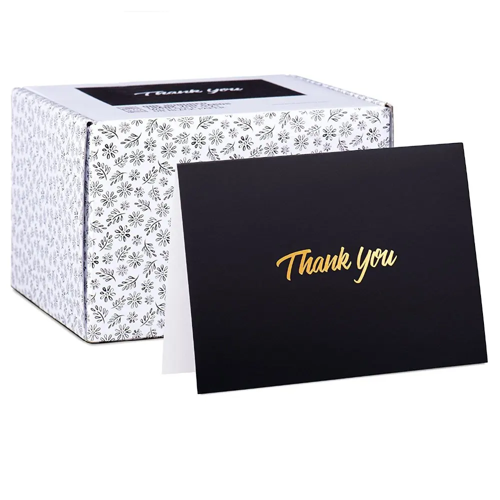 100 Bulk Pack wholesale personalized gold stamped thank you card for wedding or birthday