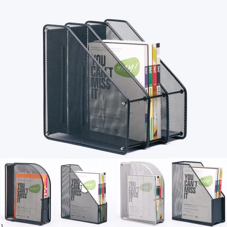 Factory price 4-tier metal mesh wire magazine holder