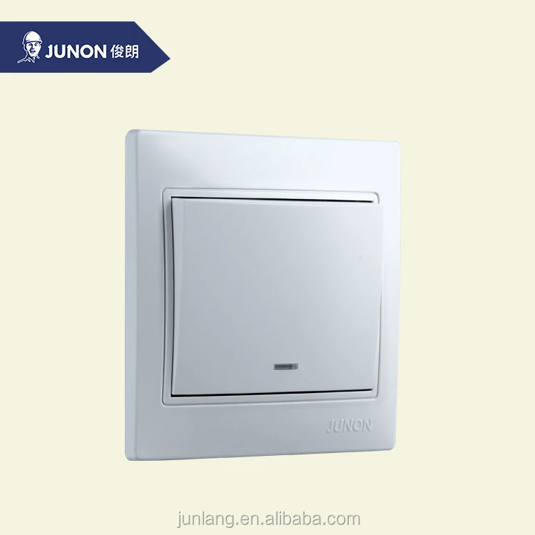 JUNON Meatal and Plastic One Gang One Way Electrical Wall Switch with LED Light
