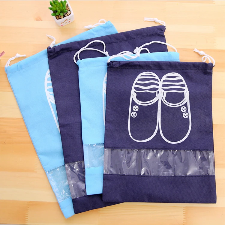 Wholesale cheap non-woven portable tote drawstring waterproof shoe dust bag
