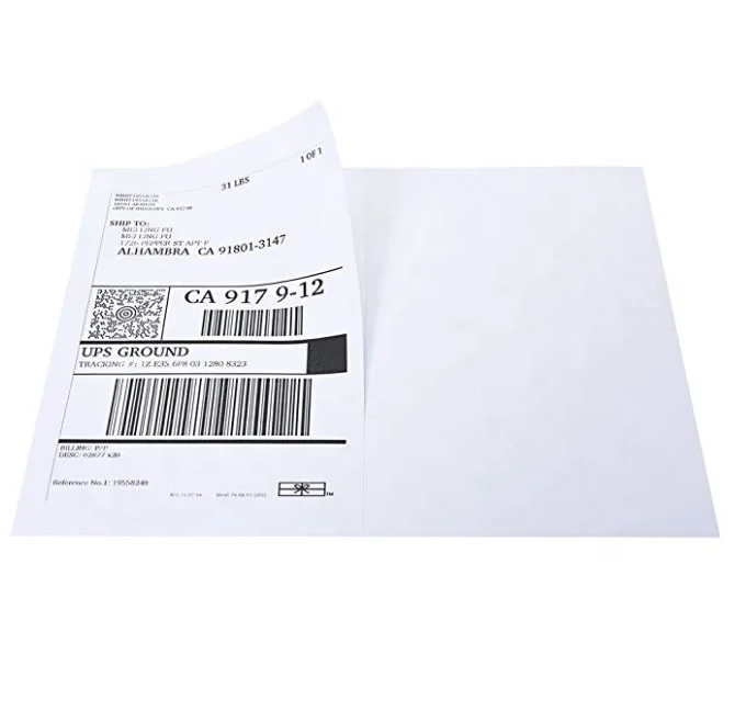 
Paper Shipping Label Self Adhesive Half Sheet Logistic Sticker Hot Sale A4 2 Per Sheet 8.5 X 5.5 Inch 