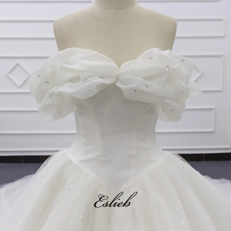 Eslieb JIANG1909 real photo ivory Embellishment sweetheart suzhou glitter wedding dress ball gown
