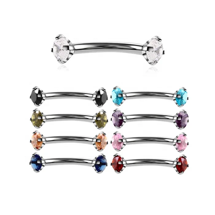 Titanium Eyebrow Gem Curved Ring Eyebrow Piercing Curved Barbell Banana Piercings Body Jewelry