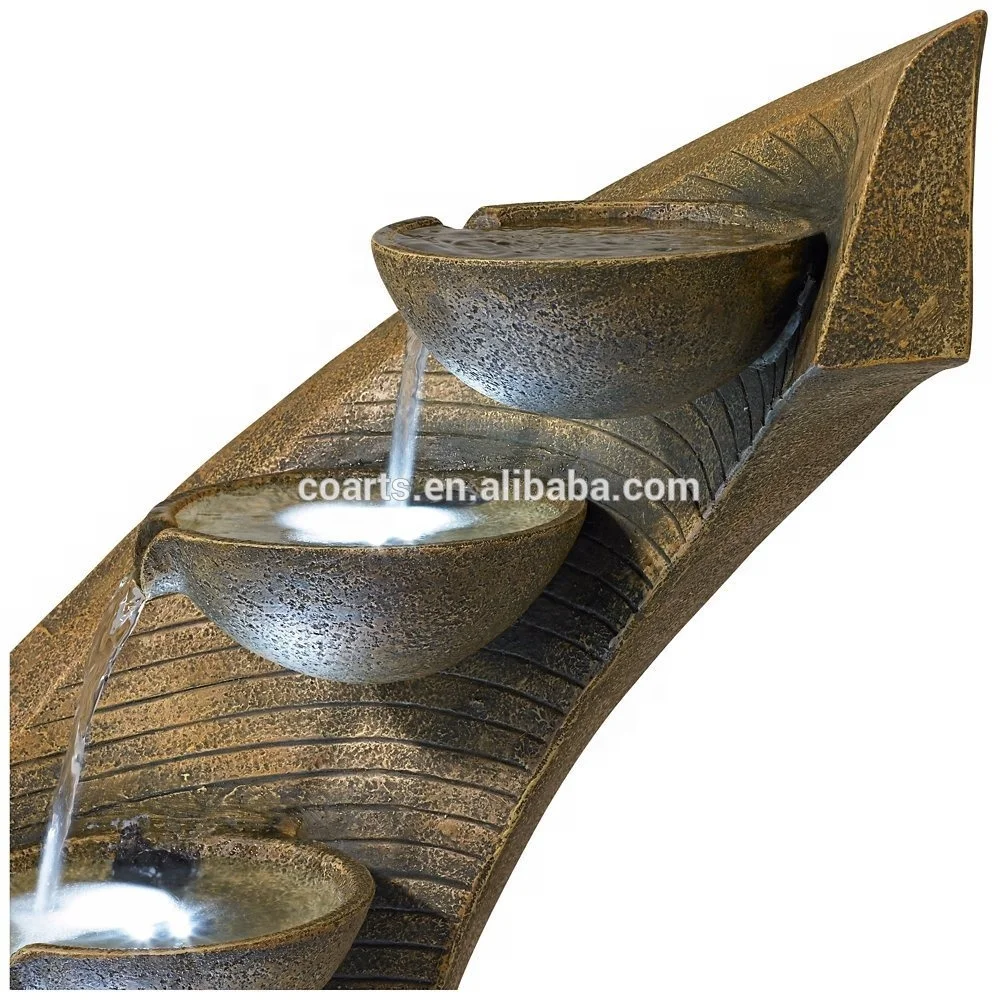 Modern Curved Cascading Zen Fountain With LED Light Wholesale Price Garden Decoration Tabletop Fountain Brunnen Fountains