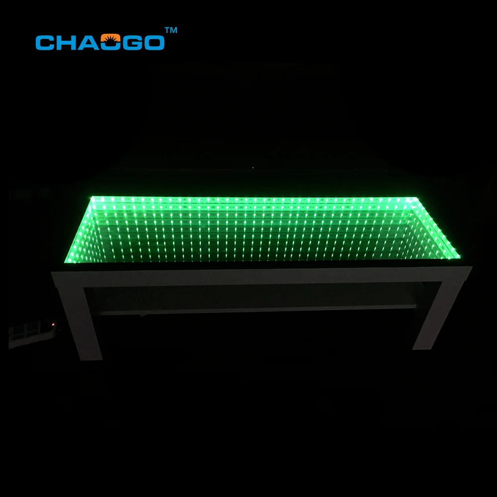 tempered glass bar table light up illuminated mirror infinity led 3d coffee table