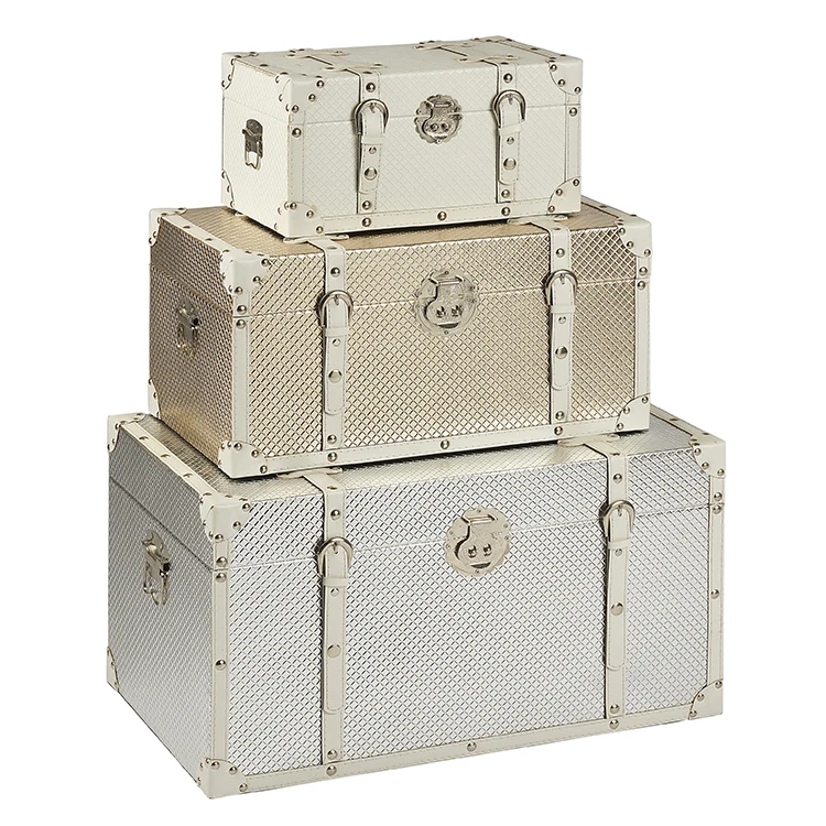 Newest PU leather vintage unique travel luggage trunks set