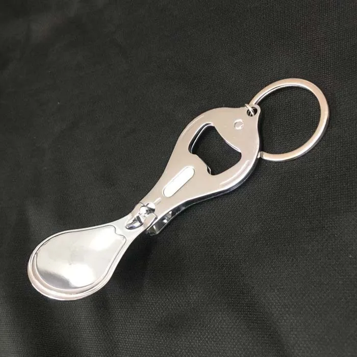 Складной ручной нож для ногтей, открывалка, брелок, хорошее качество, нержавеющая сталь, металлический круглый нож для ногтей с открывалкой для бутылок, брелок