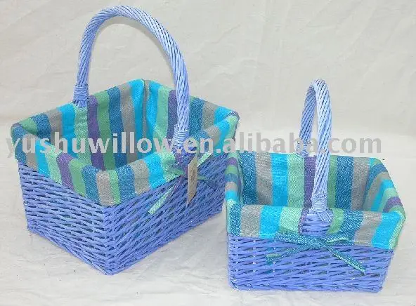
willow basket with fabric 