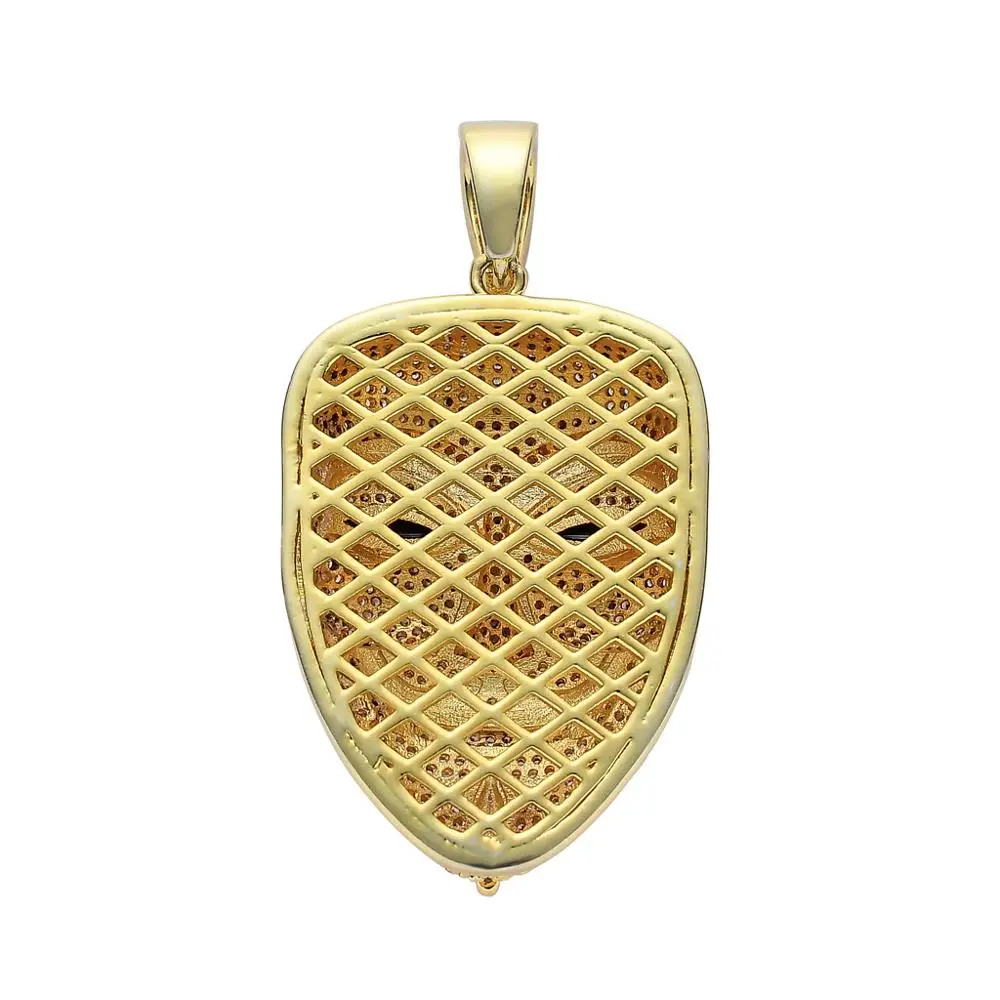 American Movie V For Vendetta Character Head Zircon Diamond Pendant Necklace Mens Iced Out Pendant Gold Hiphop Jewelry