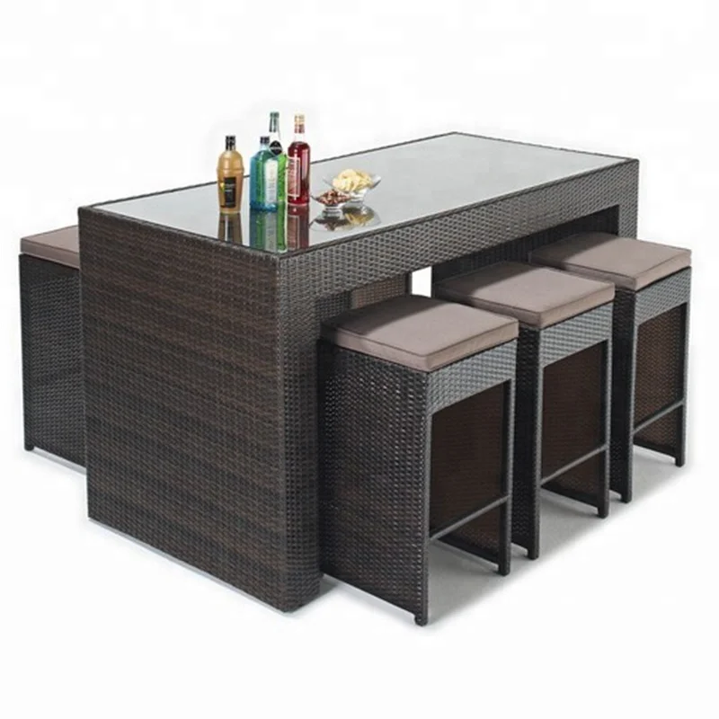 rattan bar table and chairs