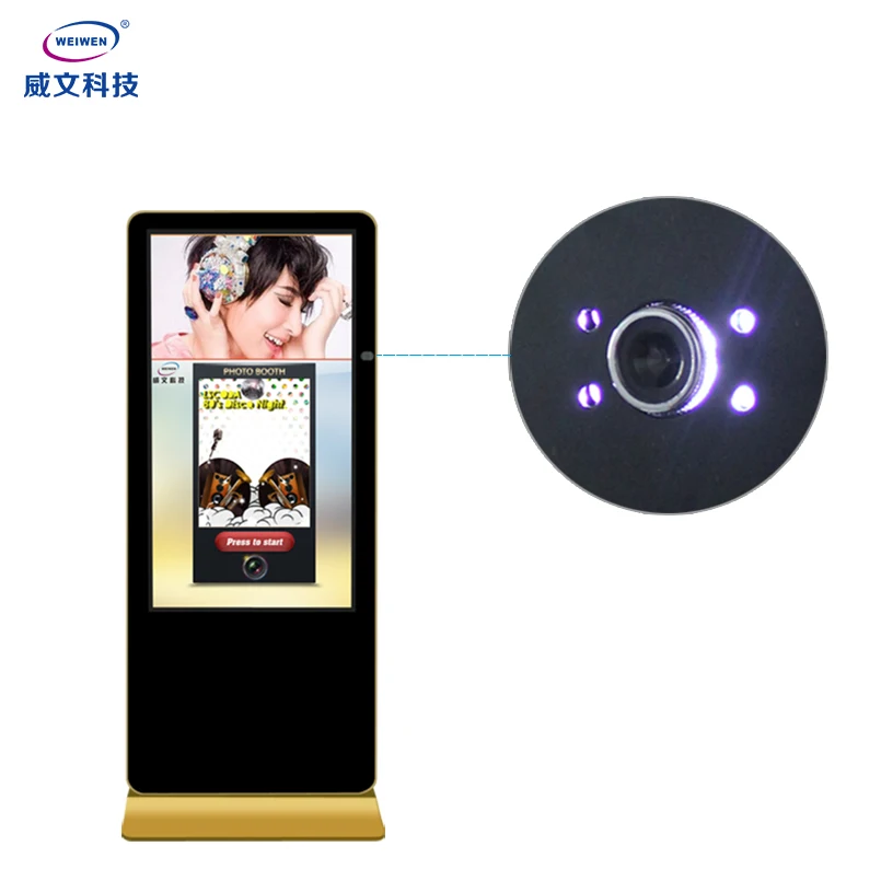 43 inch floor standing LCD photo booth touch screen kiosk with camera printer