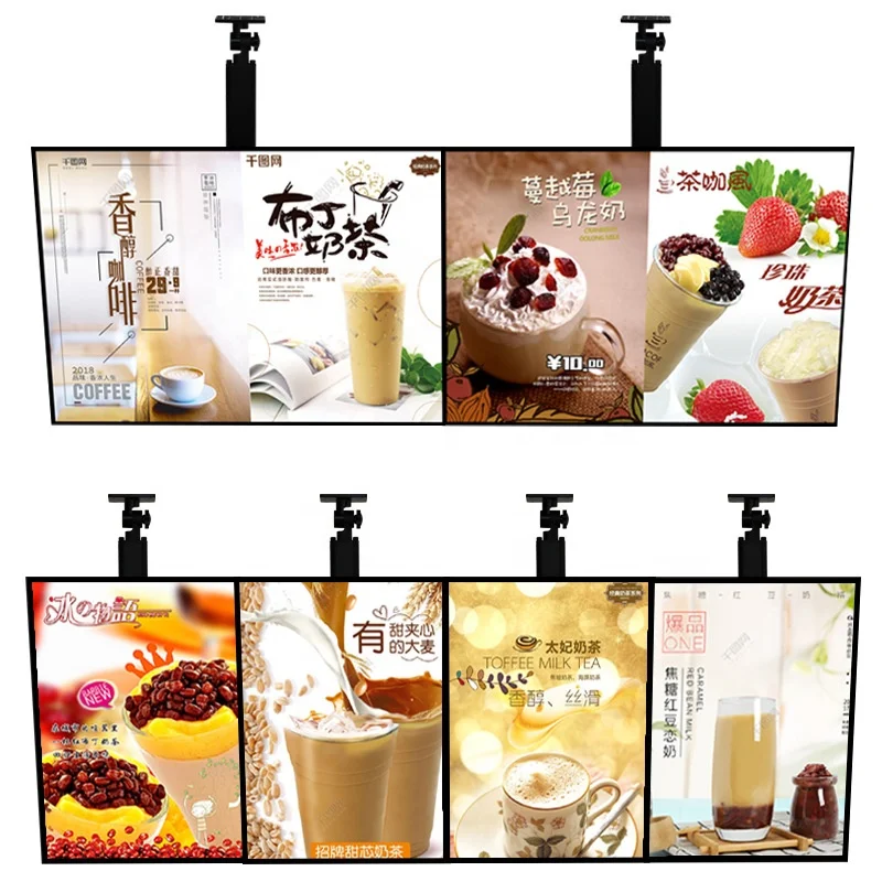 Customized advertising display shop menu board bar hanging Milk Tea LED menu light box
