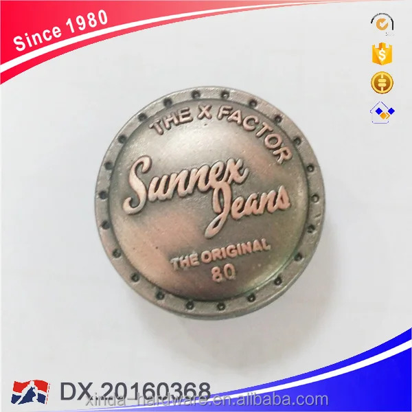
Custom Design Dome Zinc Alloy Metal Jeans Buttons For Jeans 