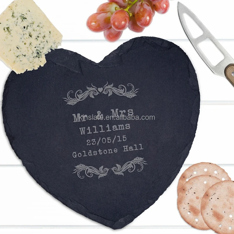 30 x 30 cm Natural black slate stone plate heart style slate gifts and crafts wholesale