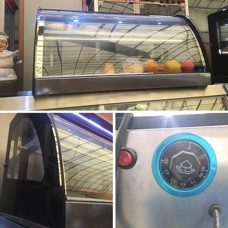 1 Layer Curved Glass Electric Mini Bread Display Cabinet Showcase, Warming Showcase