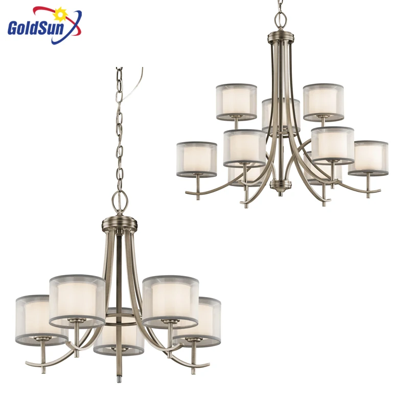 rustic lamp decoration chandelier Customized home lighting modern vintage glass fabric shade chandelier