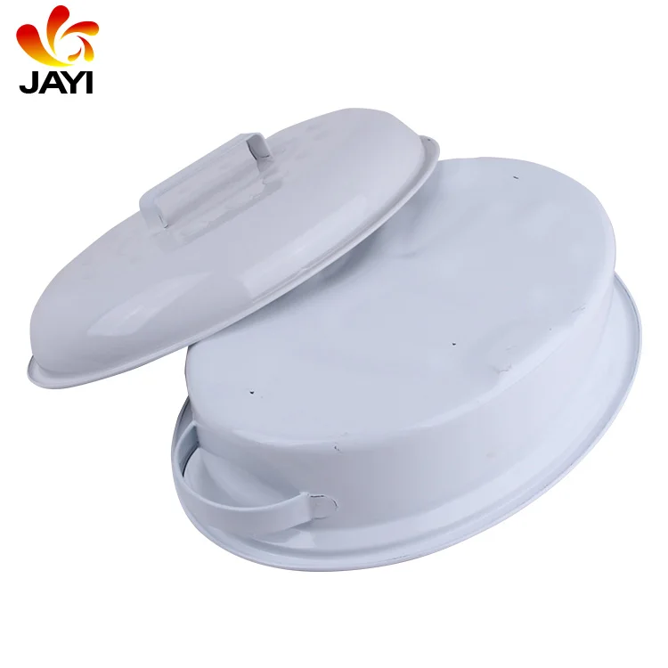 Enamel Roaster Bakeware Enamel Oval BBQ Chicken Roaster Pan With Rack