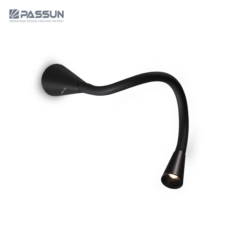 2018 new 3w led hotel bed gooseneck reading light bedside wall lamp