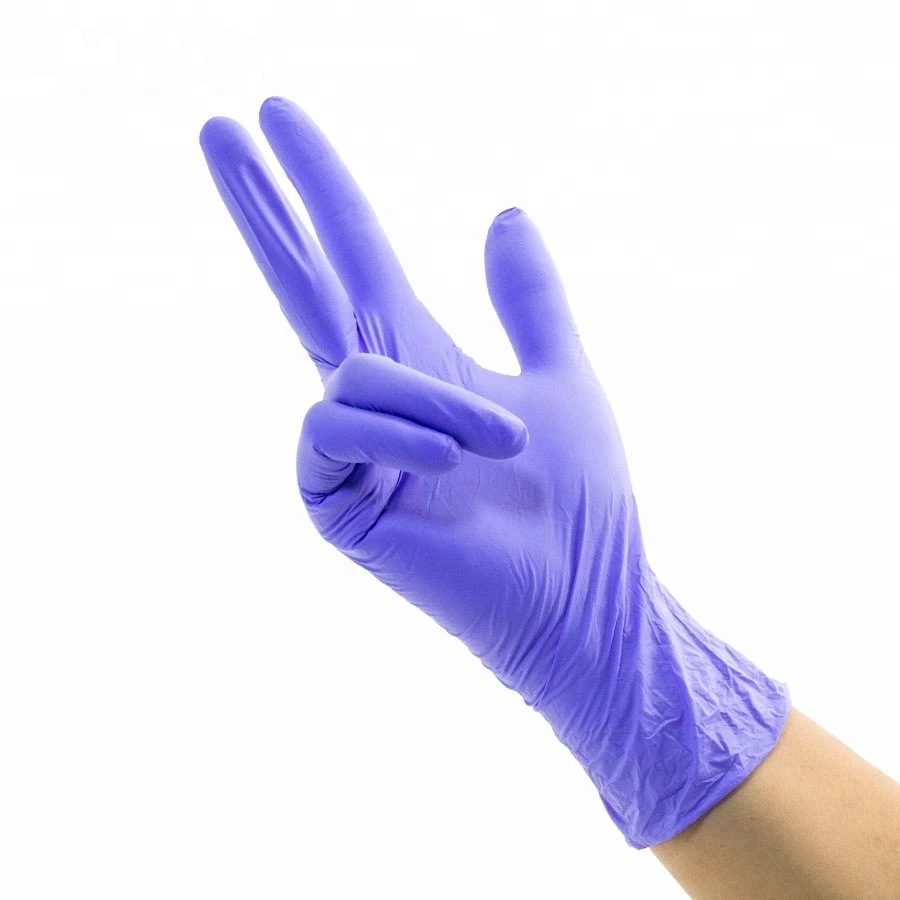 Manufacturer Food Industry Waterproof Purple Disposable Pure Nitrile Gloves