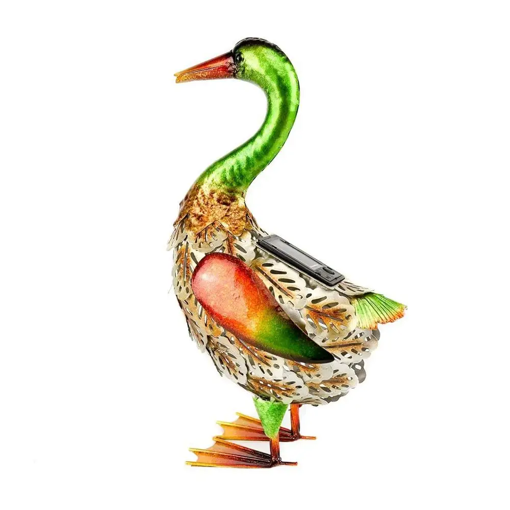 Metal Led Duck Outdoor Garden Decor Solar Powered Light