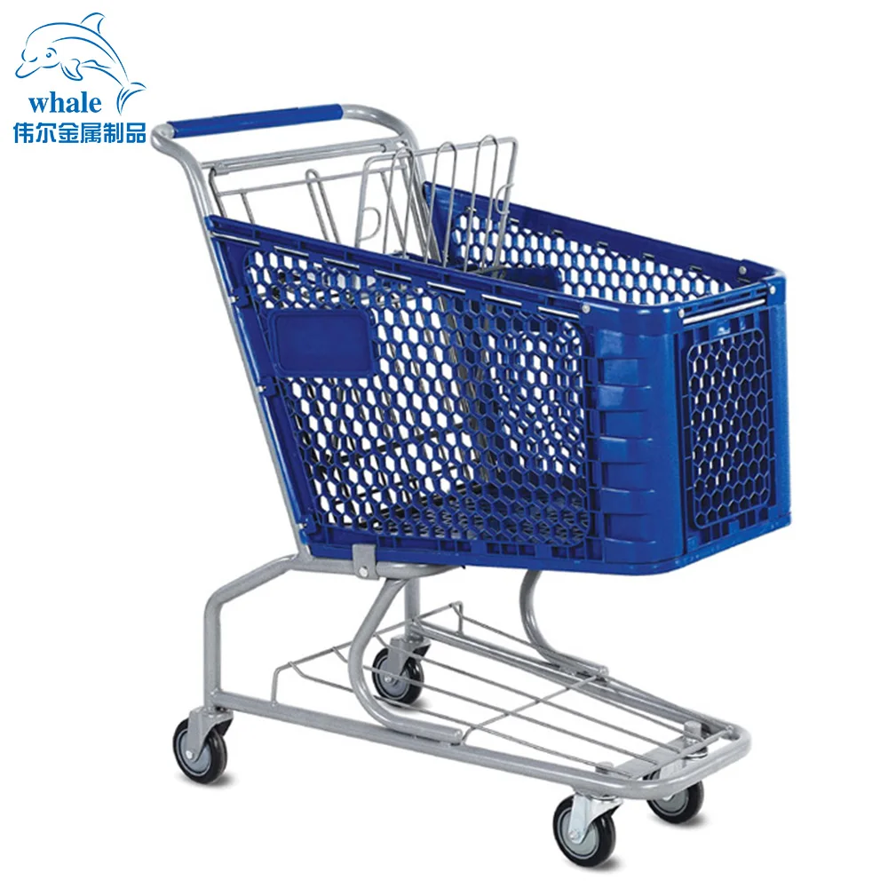 America style plastic and metal supermarket shopping trolley cart