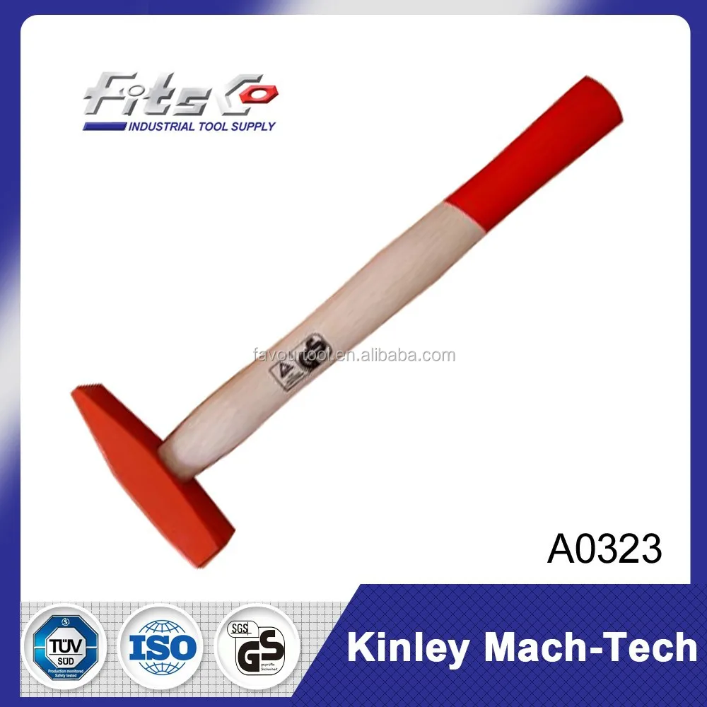 German Type Machinist Hammer With Wooden Checked Handle