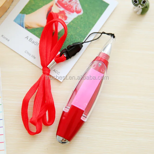 4 in 1 multifunction lanyard pen with memo pad and led light