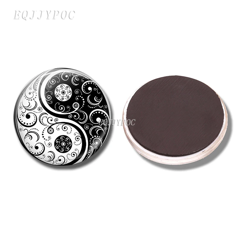
Art Tai Chi Glass Cabochon Fridge Magnet Yin Yang refrigerator magnets Religious Yoga Refrigerator decoration sticker Home Decor 