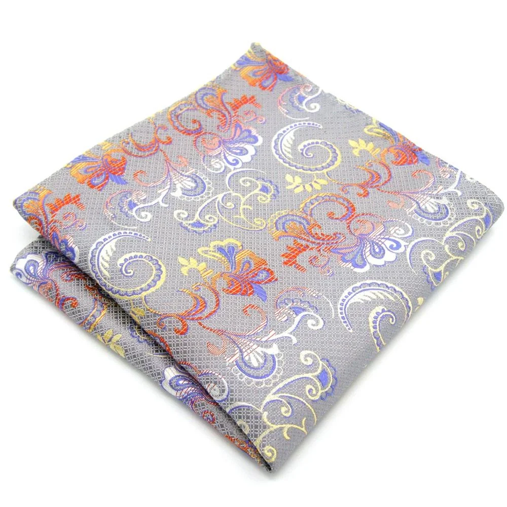 Mens Silk Woven Custom Serged Seams Pocket Square Metallic Yarns High Quality Pocket Squares