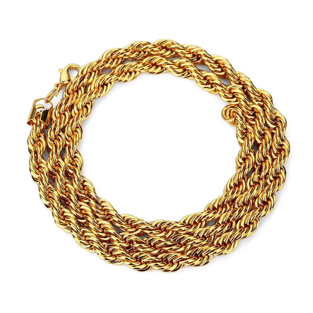 Super thick twist chain necklace bracelet sets, 18 k gold plating, hip hop jewelry for men and women YSS1011