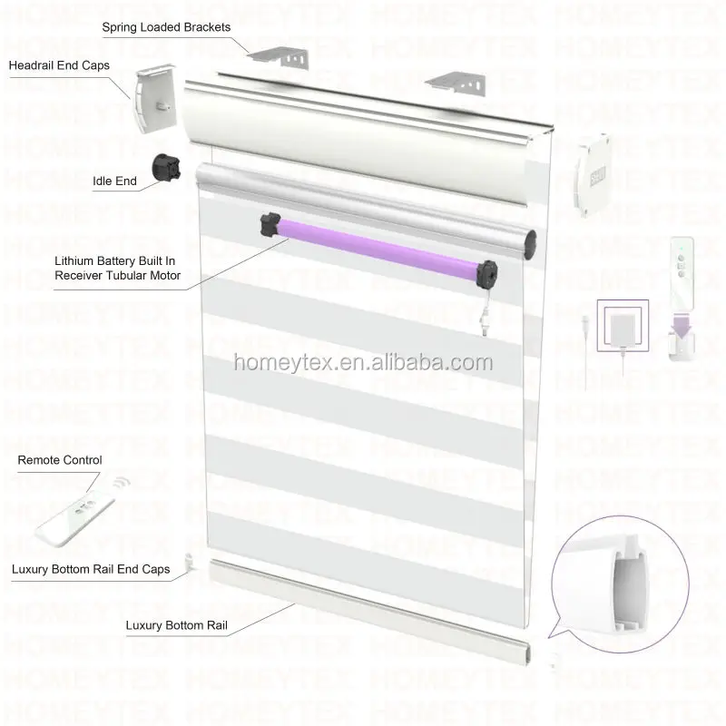 2020 Hot Sale Shirley Zebra Shangrila Blind Components Motorized