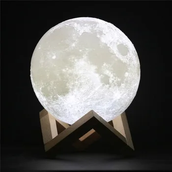 Moon Lamp Moon Night Light Touch Contral Brightness 3D Printed 4.7IN Lunar Lamp for Kids Gift