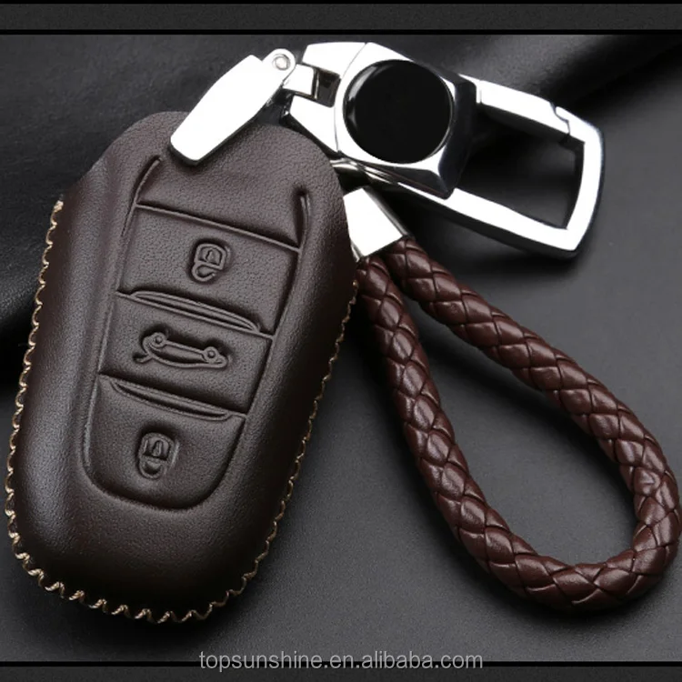 Genuine Leather Car key Case Cover for Peugeot 207 307 308 407 607 807