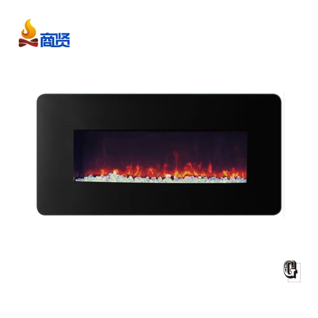 1800w 36 inch wall hanging color flame curved front led fireplace electric