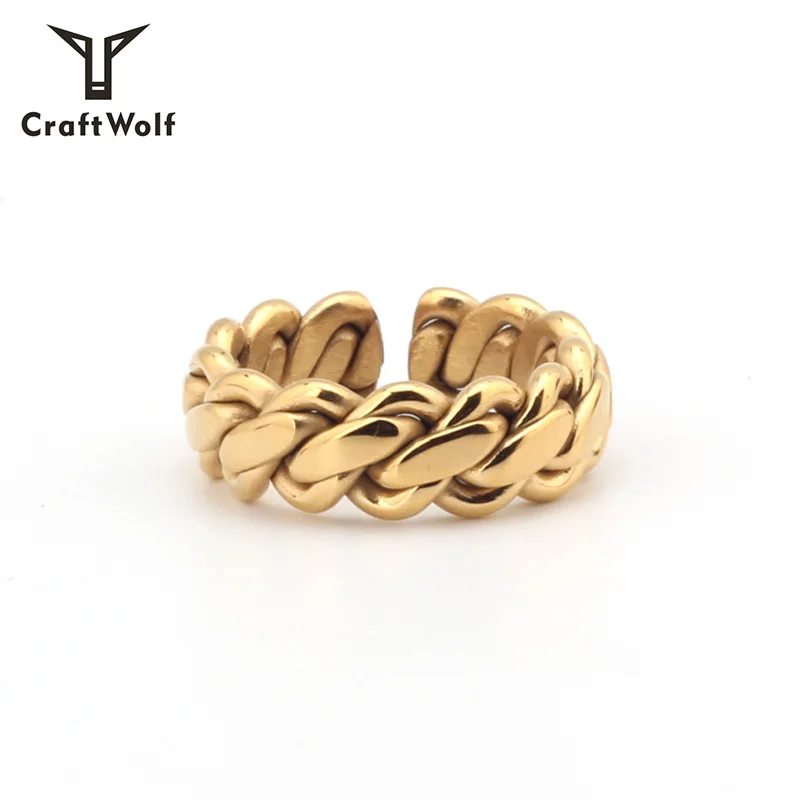 Craft Wolf 2020 Fashion fine Jewelry women men Gold Silver plated Stainless Steel dainty Cuban link chain Ring