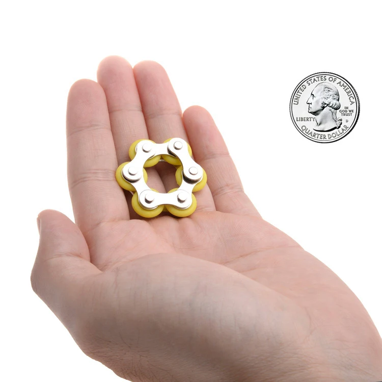 Trending Products Silicone Metal 6 Links Round Bike Chain Toy Adults Hand Spinner Metal Fidget Toy 6 links