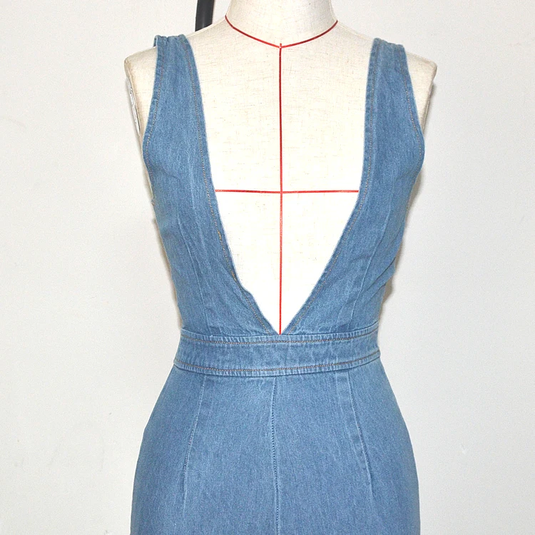 Lightweight Denim Jumpsuit Breathable Plain Dyed Softener New Fashion Customized Overall Oversized Design Woman Skinny Plus Size