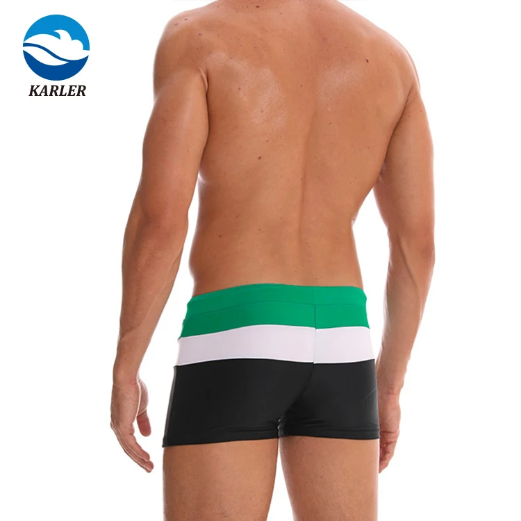 Custom Breathable Polyamide Stripe Custom Made Swim Trunks  for Men