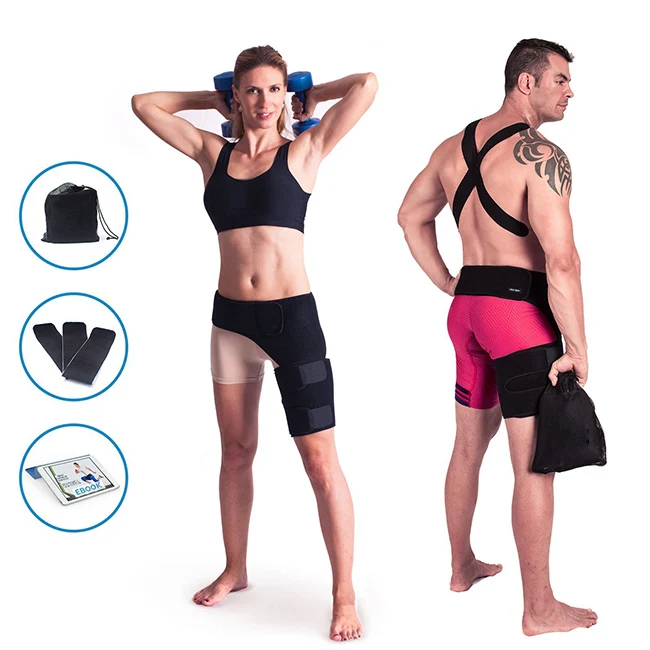 2020 adjustable thigh brace compression wrap groin hip support