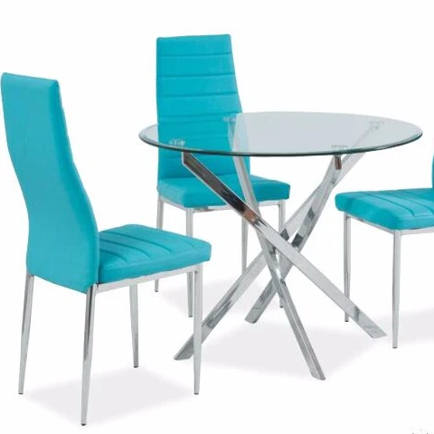 2022 Simple and not monotonous design  simple luxury design stainless steel 201 round glass top dining table