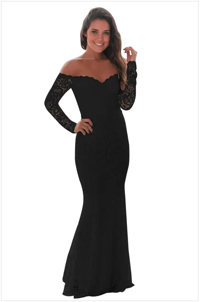 DR073-LC61847 пикантные 2019, цвет: черный, белый, розовый, вязаное платье с длинным рукавом платье выпускного вечера длинное платье в пол с молнией сзади в виде рыбьего хвоста для свадебной вечеринки