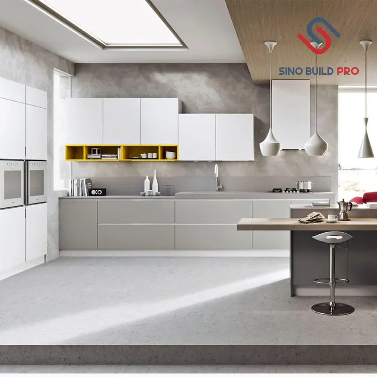 Современный глянцевый кухонный шкаф, современный белый лаковый кухонный шкаф, доступный современный кухонный шкаф, простой дизайн