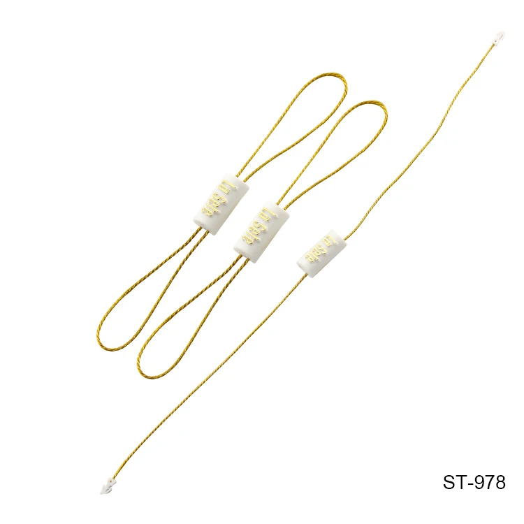 China high quality customized brand mold cotton string embossed plastic seal tag for clothing