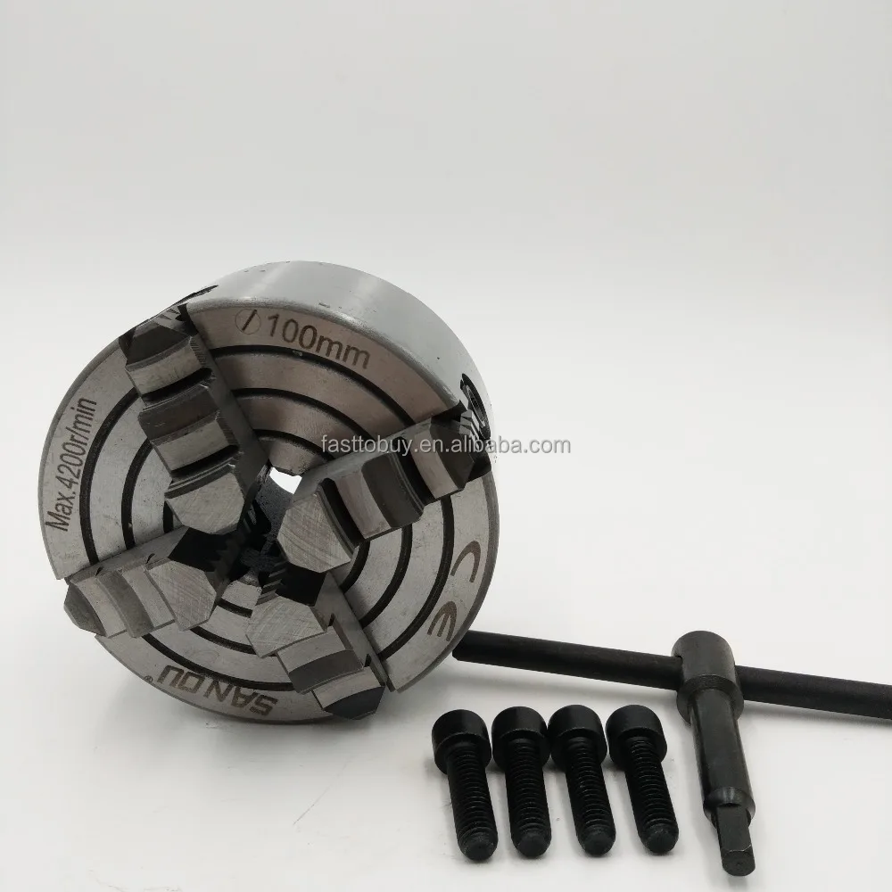 
K72-100 4' 4-Jaw Independent Chuck Four-Jaw 100mm Reversible 4 Jaws CNC Metalworking Chuck for CNC Clathe Fixture 