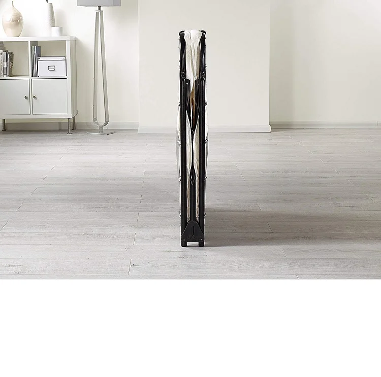 Single Black Fabric Folding Bed with Breathable Airflow Mattress