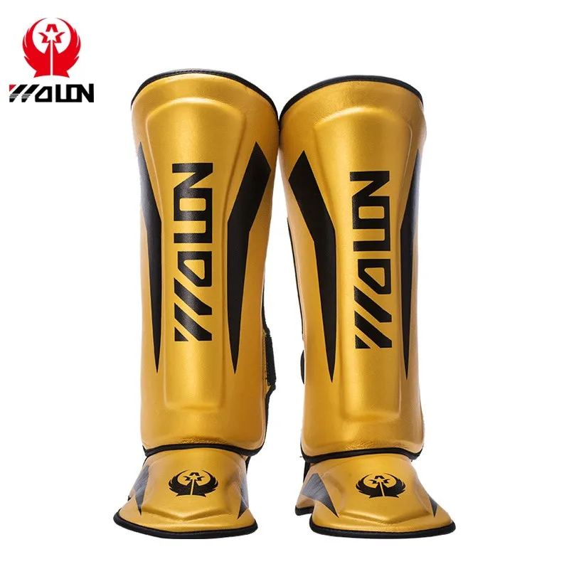 Boxing / MMA PU Leather Shin Pads Custom Muay Thai Kickboxing Leg protector customization foot guards