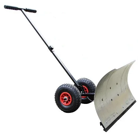Wheeled Snow pusher with adjustable handle and carbon steel made